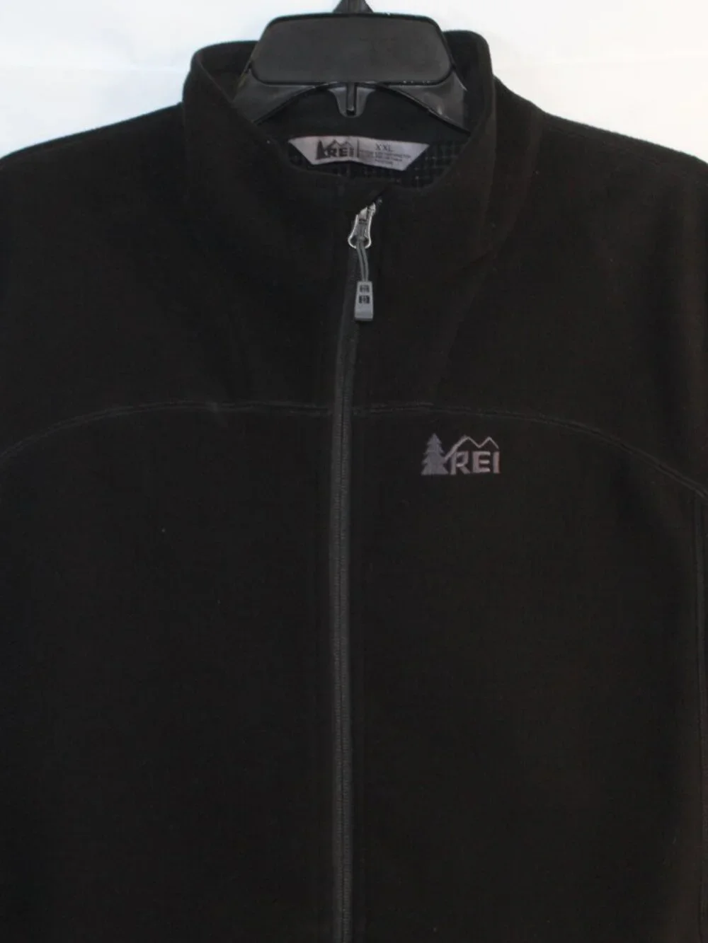 REI mens fleece vest size XXL black full zip front sleeveless mock neck outdoor